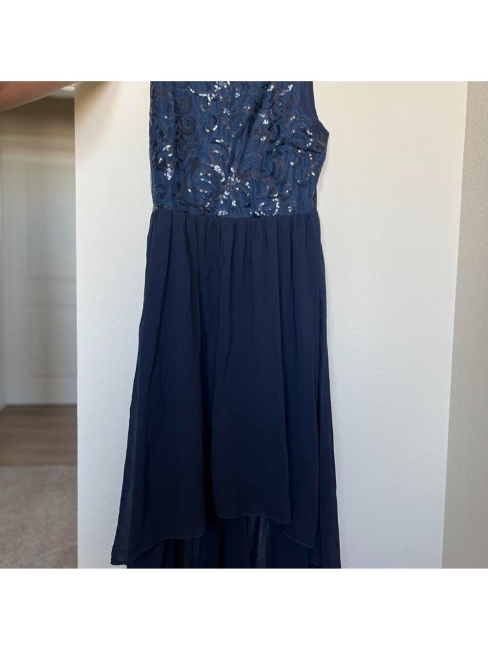 Mela London navy blue sequin high low dress Size 10 #party #eveningwear #highlow
